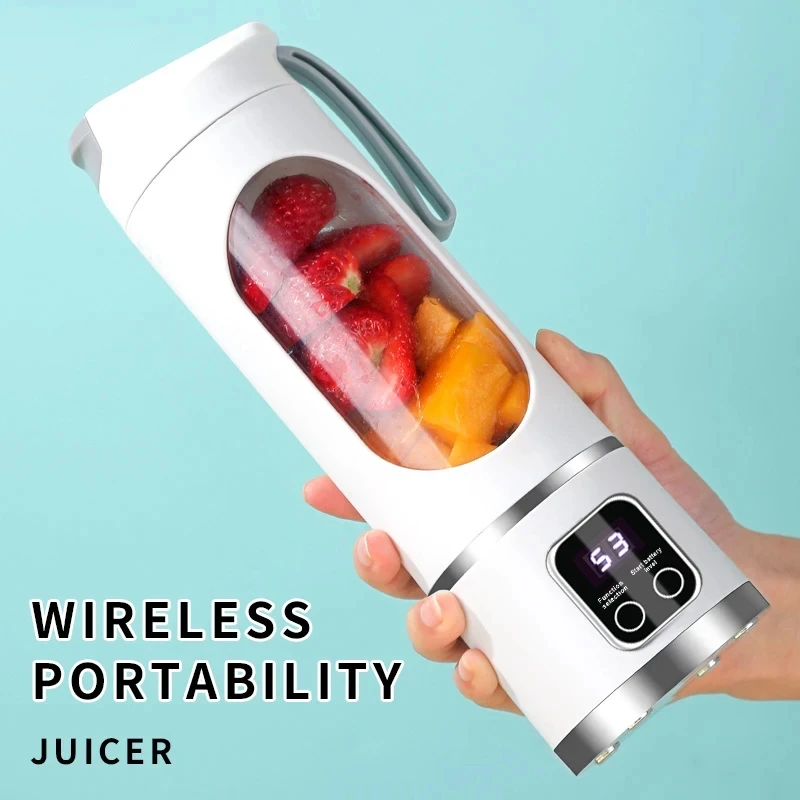 450ml Fruit Juicer 8 Blades 3 Gears USB Rechargeable Portable Blender Ice Blender for Shakes and Smoothies Powerful Motor Digital Display Juice Cup — view 5