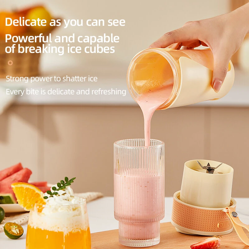450ML Small Portable Multi-function Juicer Cordless Electric Juicing Cup with Removable Straw Strong 6-Blade Precision Steel Blade — view 6