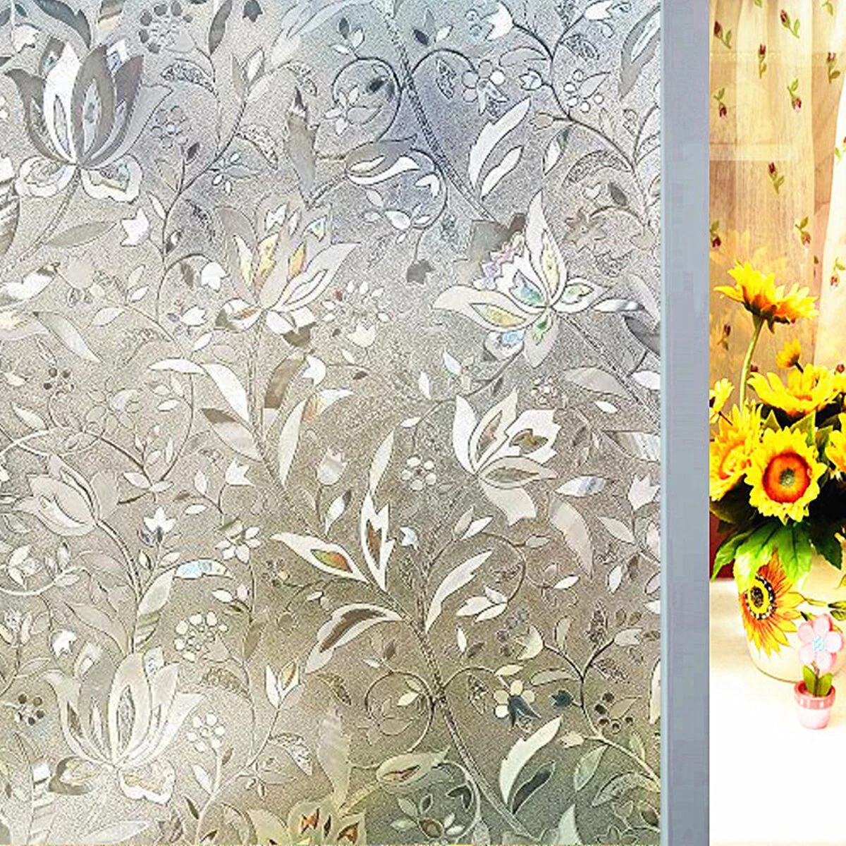 45cm*2m Static Glueless Reusable Removable Flower Window Glass Film Home Decorat — view 2
