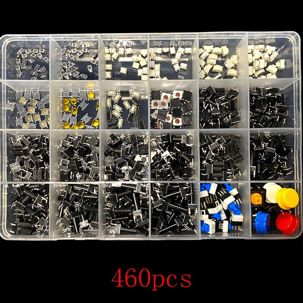 460PCS Tact Switch Push Button Switch Micro Switch For Car Remot/TV/Toys/Home Use Button Caps Kit — view 4