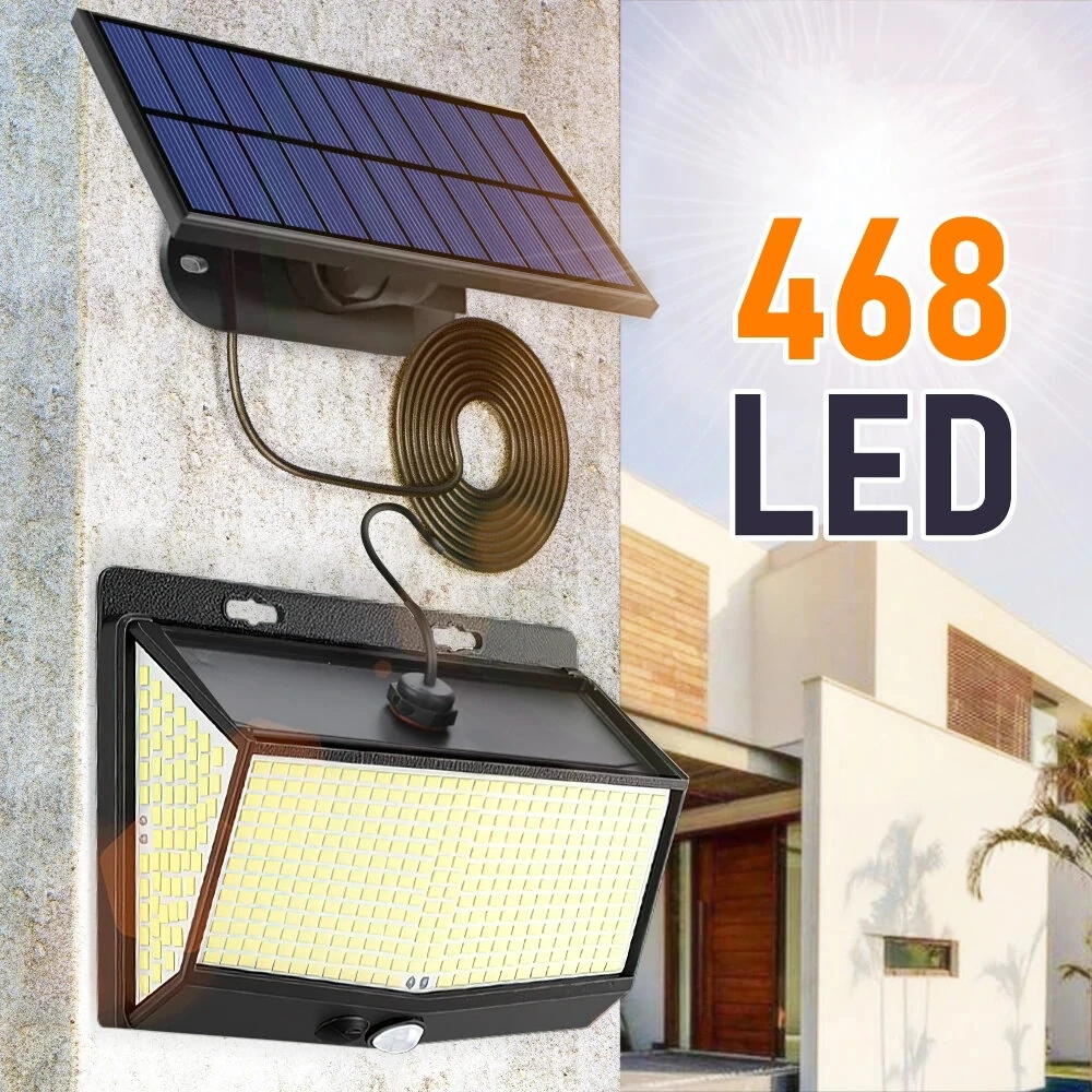 468 LED Super Bright Outdoor Solar Lamp Waterproof 3 Modes Motion Sensor Human Induction Solar Garden Light Yard Garage Lights — view 3
