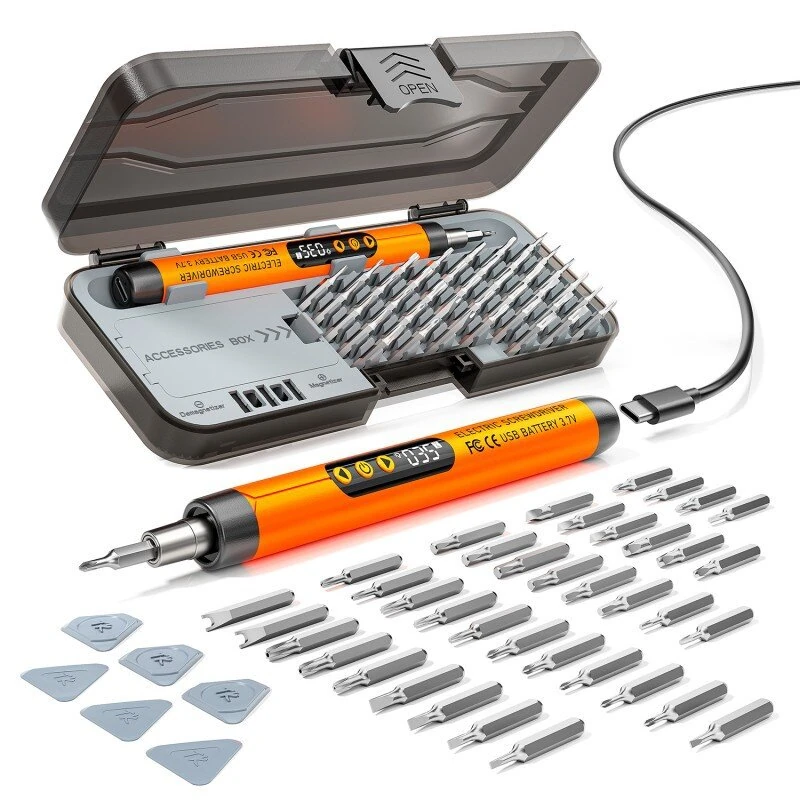 47-in-1 Electric Precision Screwdriver Set Compact High Torque 6-Speed Adjustable Cordless Magnetic USB Rechargeable with LED Digital Display — view 2