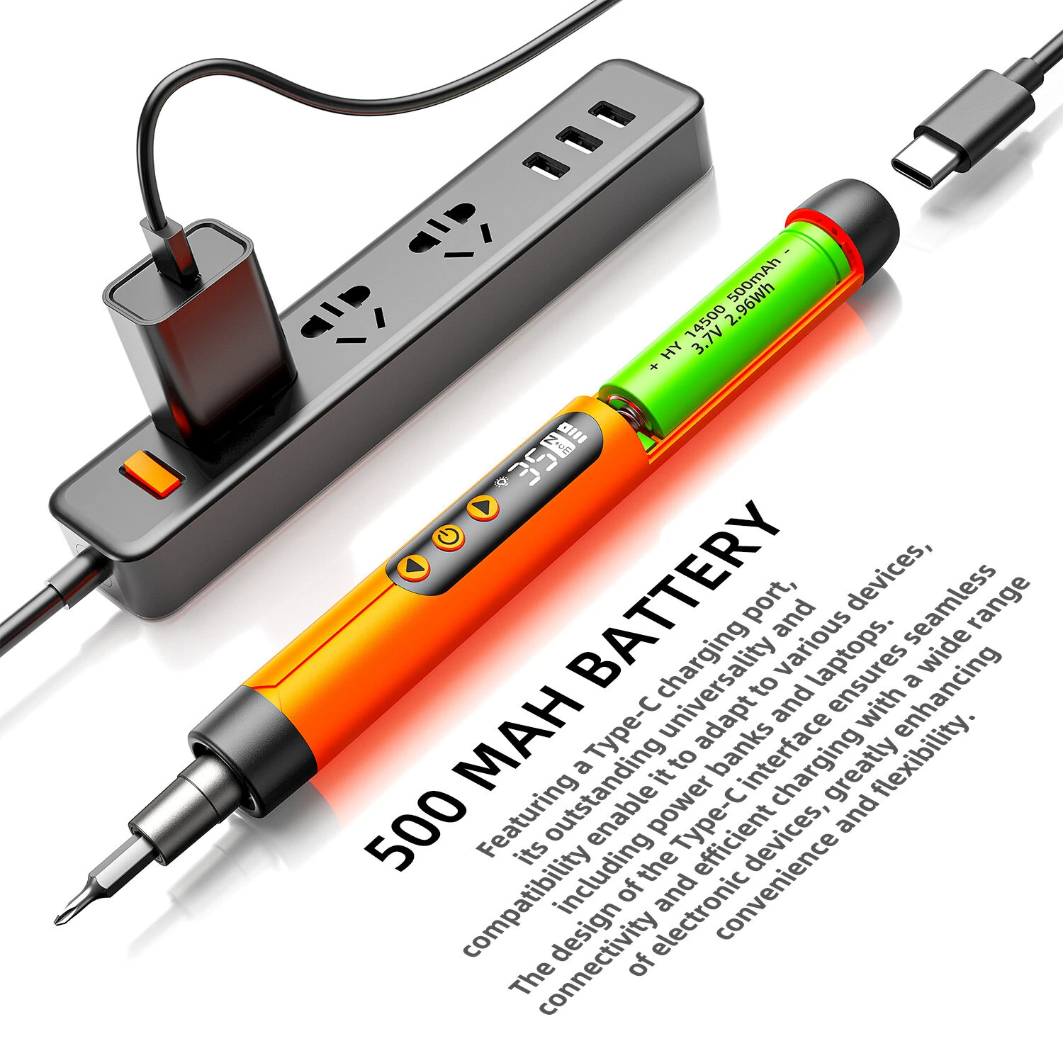 47-in-1 Electric Precision Screwdriver Set Compact High Torque 6-Speed Adjustable Cordless Magnetic USB Rechargeable with LED Digital Display — view 9