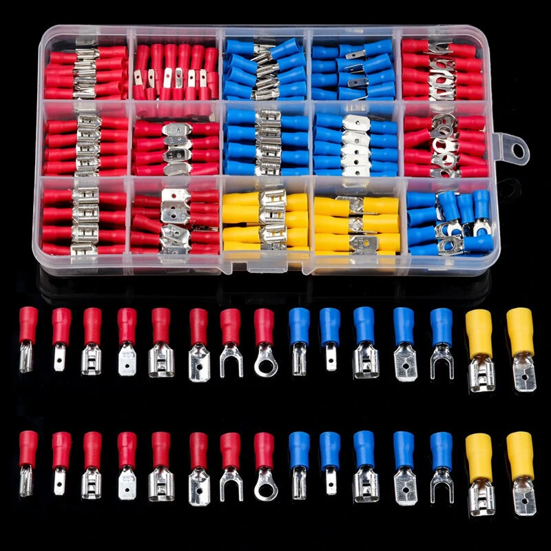 480/300/280Pcs Assorted Spade Terminals Insulated Cable Connector Electrical Wire Crimp Butt Ring Fork Set Ring Lugs Rolled Kit — Pricio
