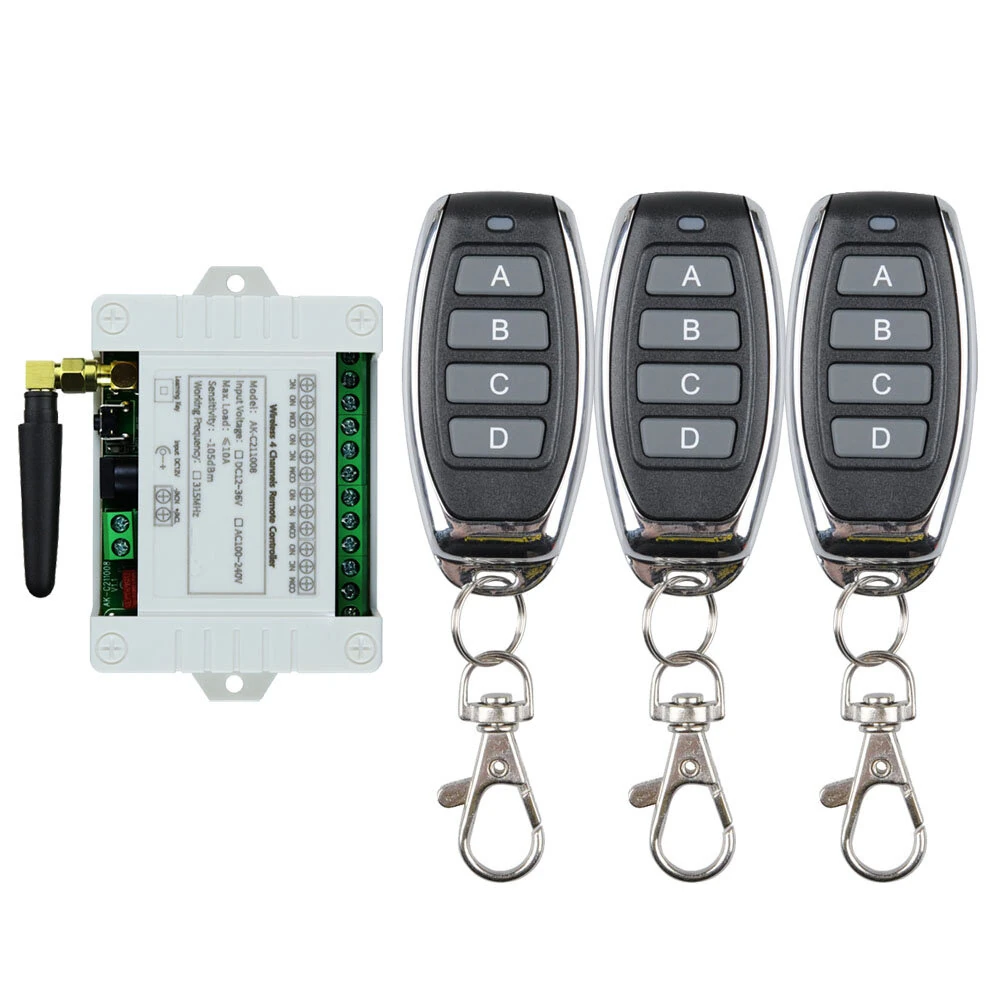 4CH RF Wireless Remote Control Switch Radio Receiver DC 12V 24V 36V 2000M Long Distance Remote Controller Suckers Antenna — view 3