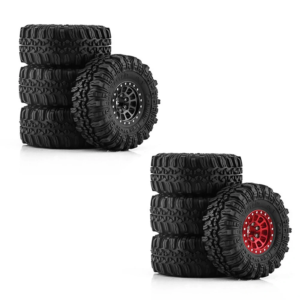 4pcs 1.0 inch Climbing Car Aluminum Alloy Hub Wasteland Wheel Tires for 1/18 TRX4M SCX24 FMS FCX18 FCX24 Furitek FX118 RC Car Parts — view 9