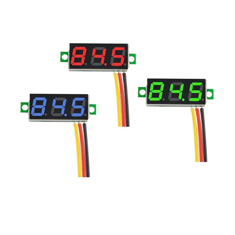 4pcs Digital Mini Digital Voltmeter 0.28Inch Three-Line 0-100V Digital Voltmeter Gauge Tester LED Display Panel Voltmeter — view 4