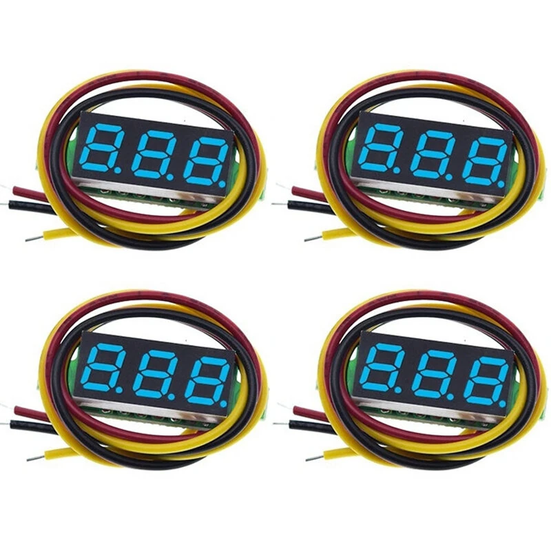 4pcs Digital Mini Digital Voltmeter 0.28Inch Three-Line 0-100V Digital Voltmeter Gauge Tester LED Display Panel Voltmeter — view 5