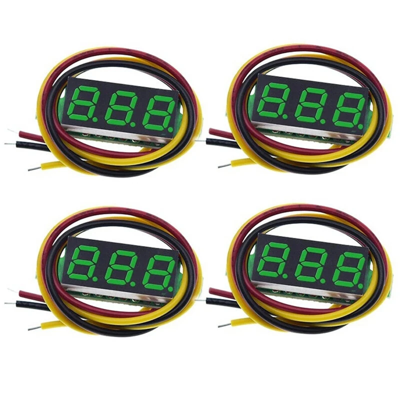 4pcs Digital Mini Digital Voltmeter 0.28Inch Three-Line 0-100V Digital Voltmeter Gauge Tester LED Display Panel Voltmeter — view 6