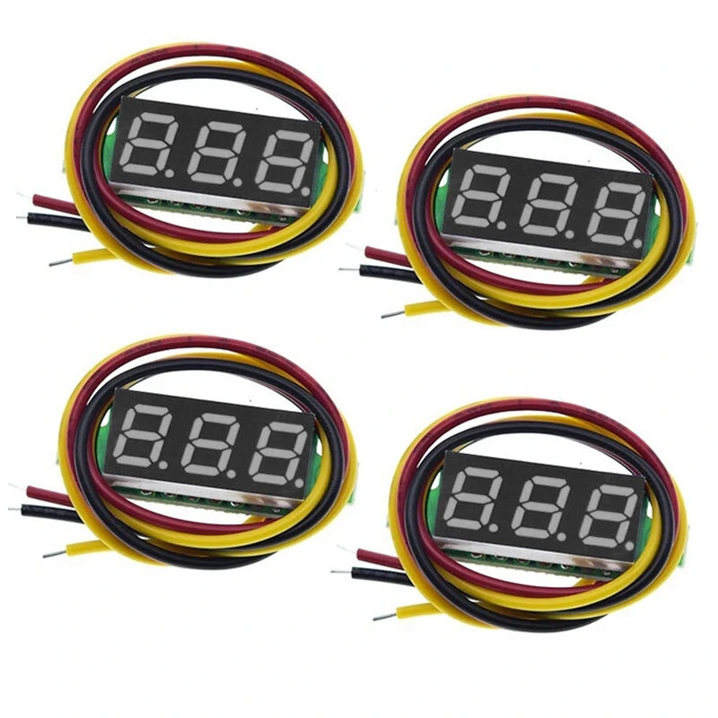 4pcs Digital Mini Digital Voltmeter 0.28Inch Three-Line 0-100V Digital Voltmeter Gauge Tester LED Display Panel Voltmeter — view 8