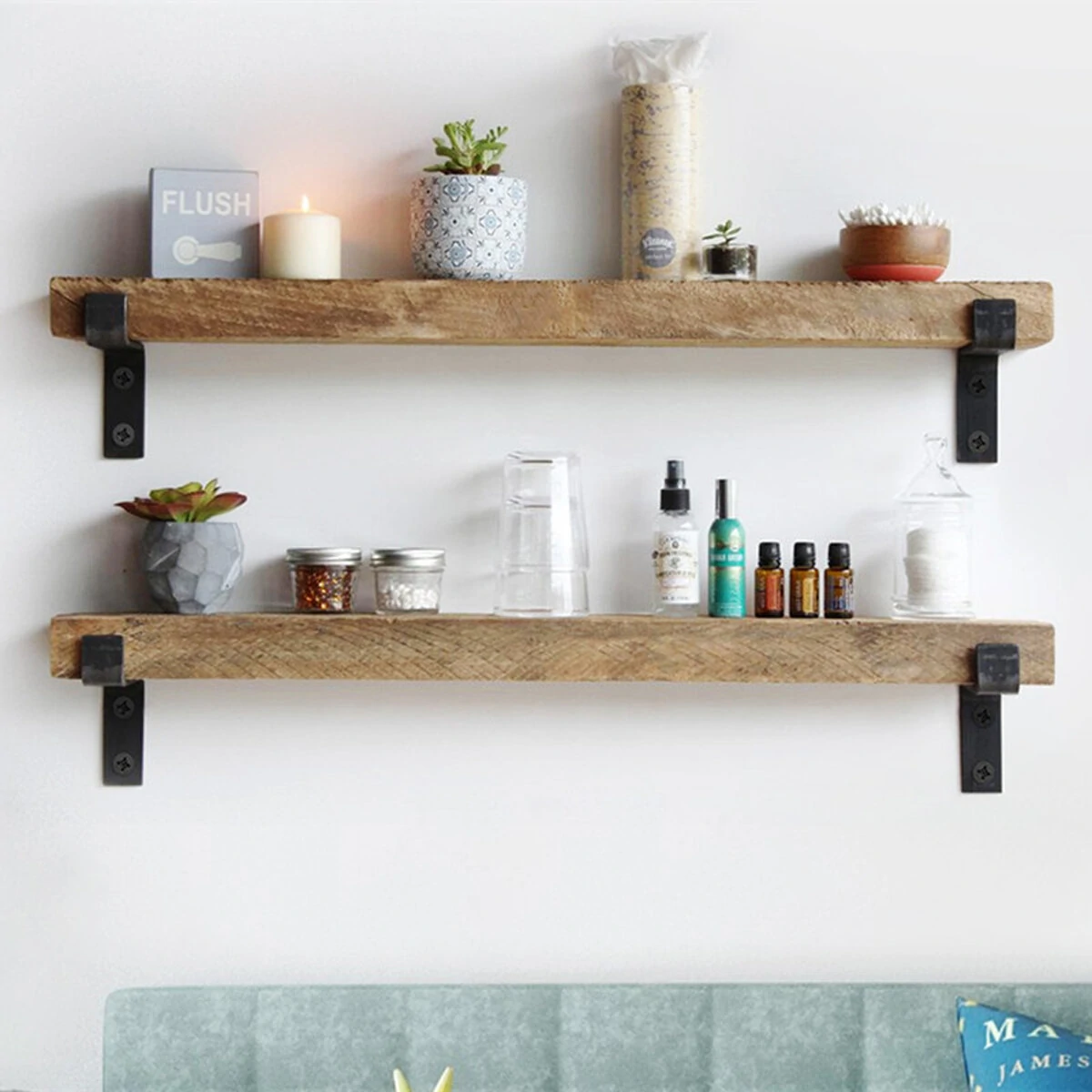 4PCS/ Set Wall Mounted Floating Shelves Holder DIY Storage Shelving Display Bracket — view 10