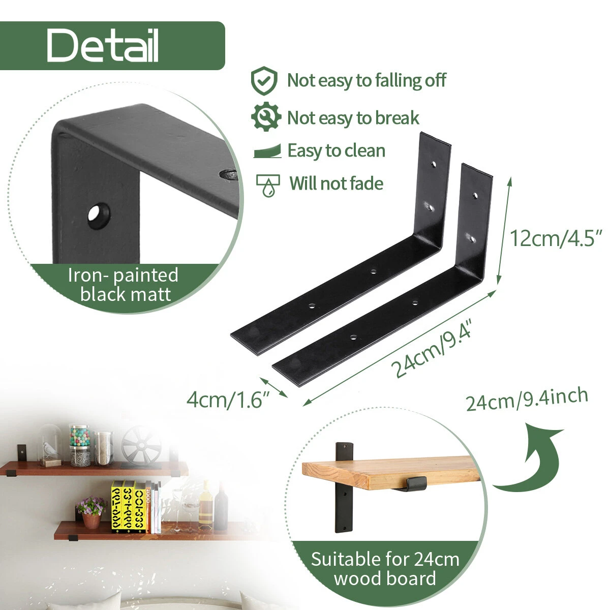 4PCS/ Set Wall Mounted Floating Shelves Holder DIY Storage Shelving Display Bracket — view 5