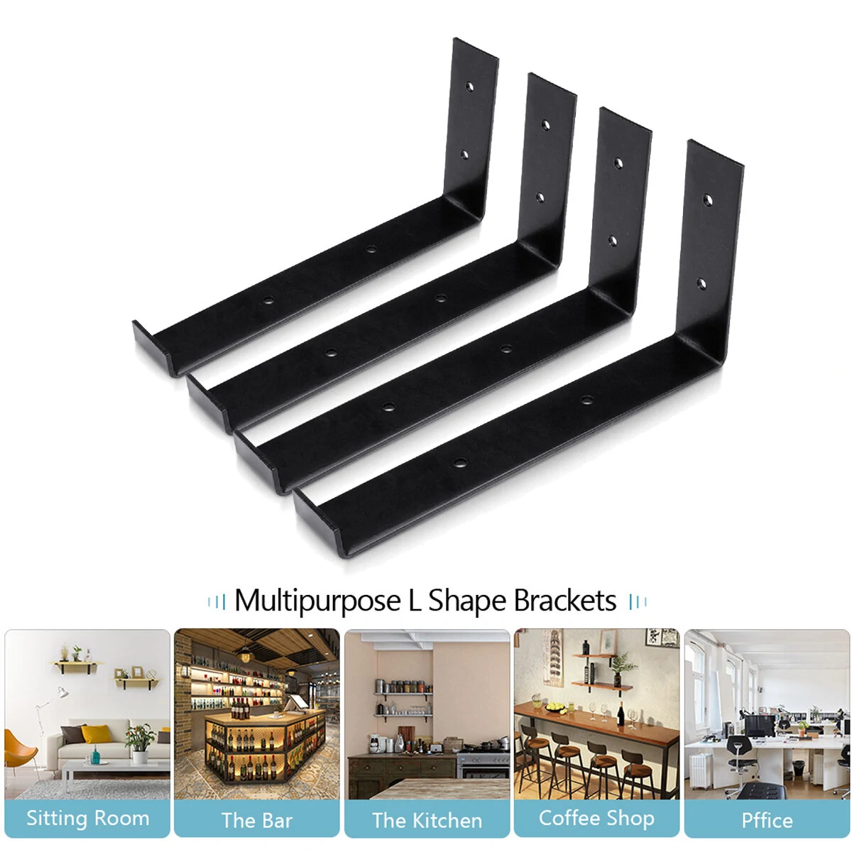 4PCS/ Set Wall Mounted Floating Shelves Holder DIY Storage Shelving Display Bracket — view 7
