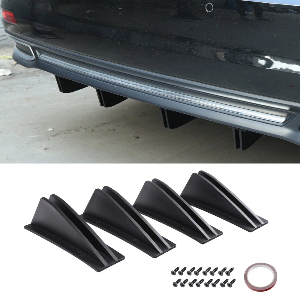 4pcs Universal Lower Rear Body Bumper Diffuser Shark Fin Diffuser Lip Splitter Shark Fins Trim — Pricio