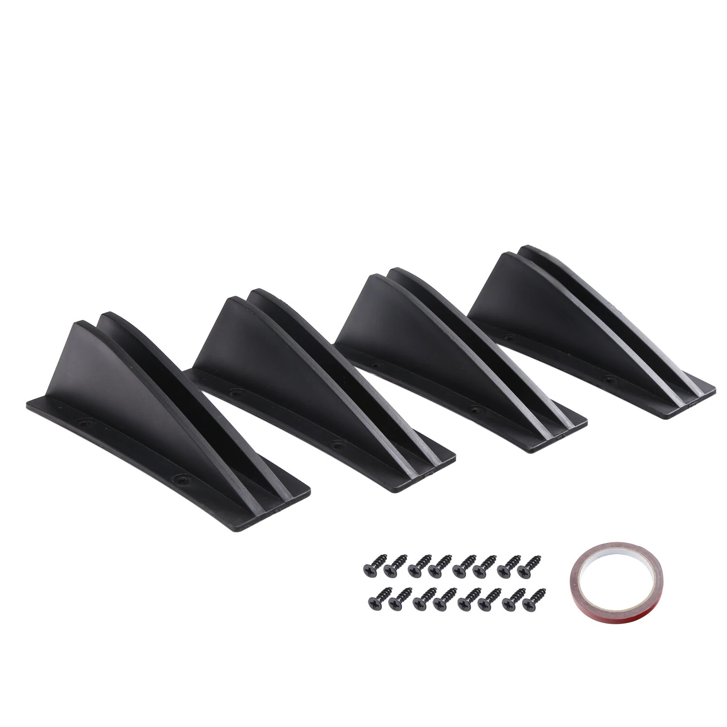 4pcs Universal Lower Rear Body Bumper Diffuser Shark Fin Diffuser Lip Splitter Shark Fins Trim — view 4