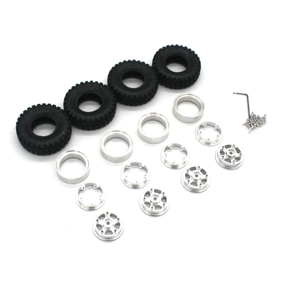 4PCS Upgraded Tires Metal Wheel Rims 7mm Hex for FMS 1/18 Fire Horse FJ Cruiser KATANA LC80 RC Car Vehicles Models Spare Parts — view 3