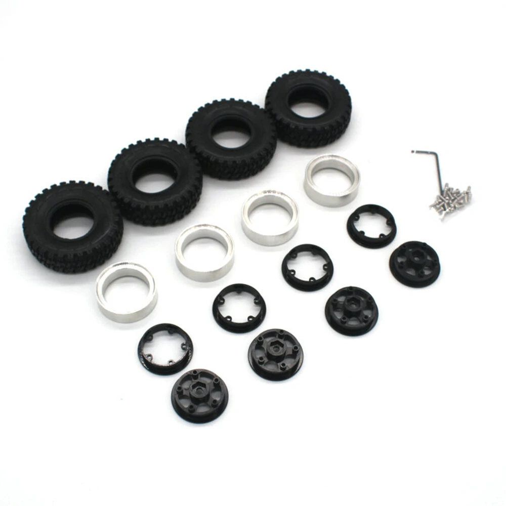 4PCS Upgraded Tires Metal Wheel Rims 7mm Hex for FMS 1/18 Fire Horse FJ Cruiser KATANA LC80 RC Car Vehicles Models Spare Parts — view 4