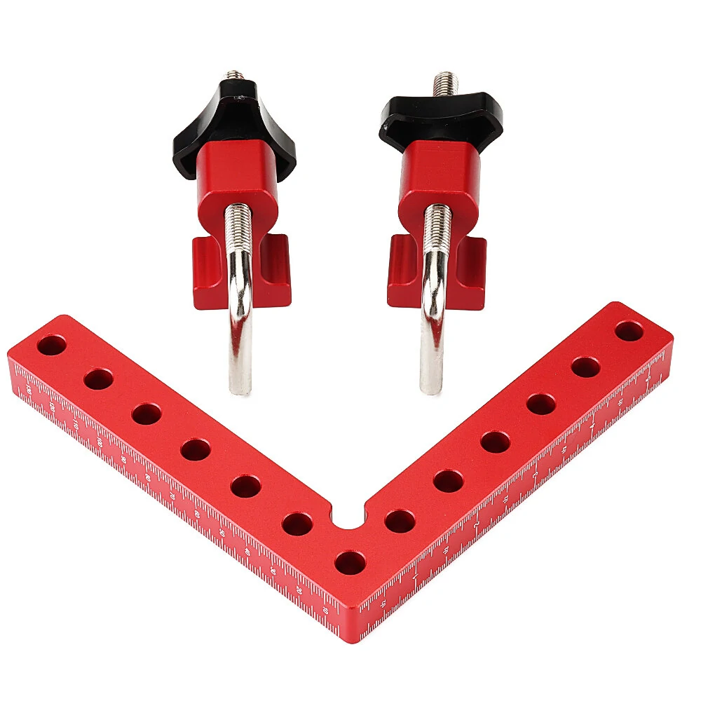 4PCS VEIKO 140mm x 140mm 90 Degree Right Angle Clamps Positioning Squares MM/Inch Scale Aluminum Alloy Woodworking Carpenter Corner Clamping for Picture Frame Cabinet Drawer — view 4