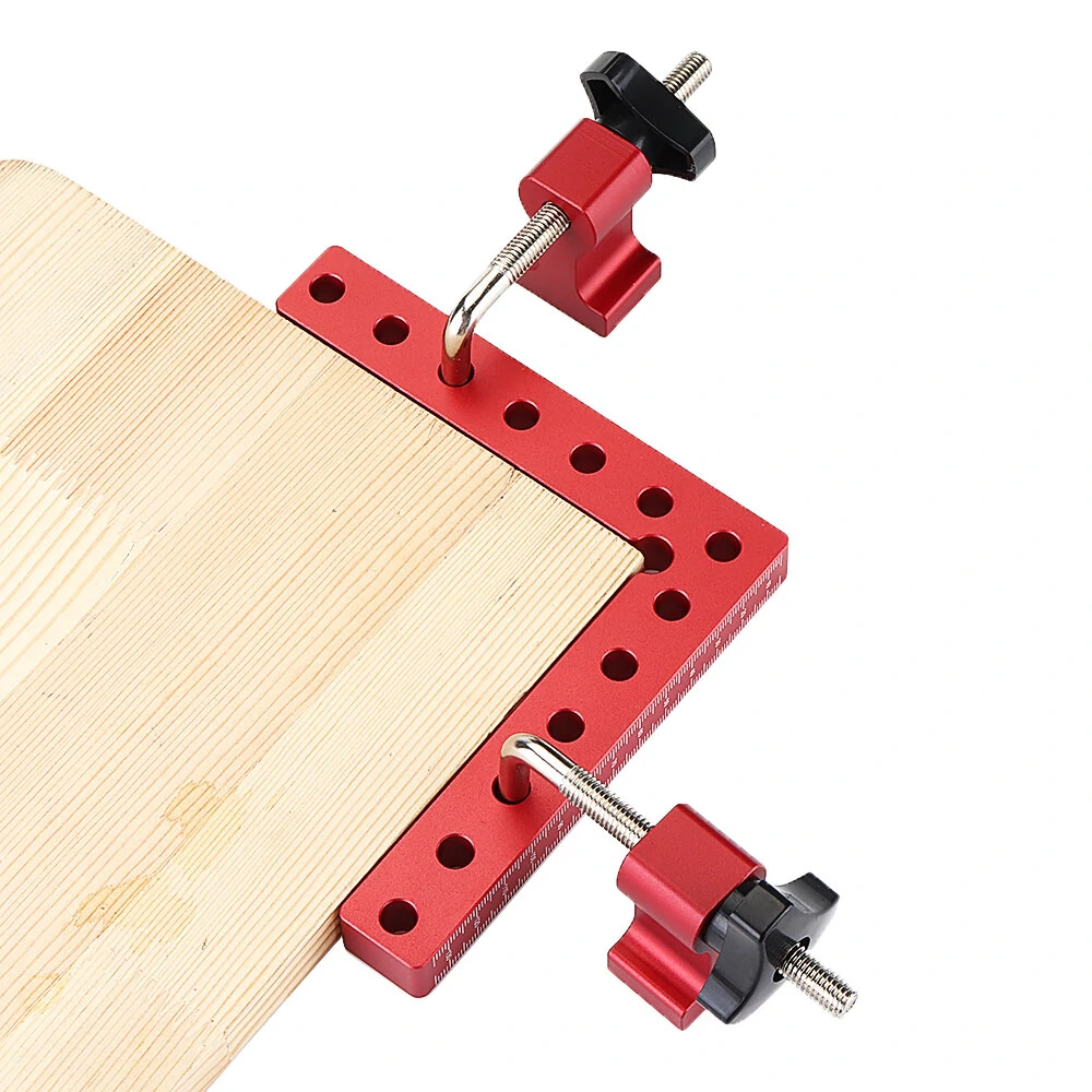 4PCS VEIKO 140mm x 140mm 90 Degree Right Angle Clamps Positioning Squares MM/Inch Scale Aluminum Alloy Woodworking Carpenter Corner Clamping for Picture Frame Cabinet Drawer — view 6