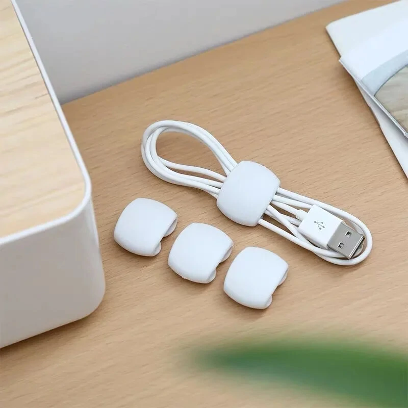 4Pcs/Pack Cable Winder Cable Organizer Clips Mouse Wire Headphone Holder USB Charger Holder Desk Tidy Organizer Wire Cord Protector — view 7