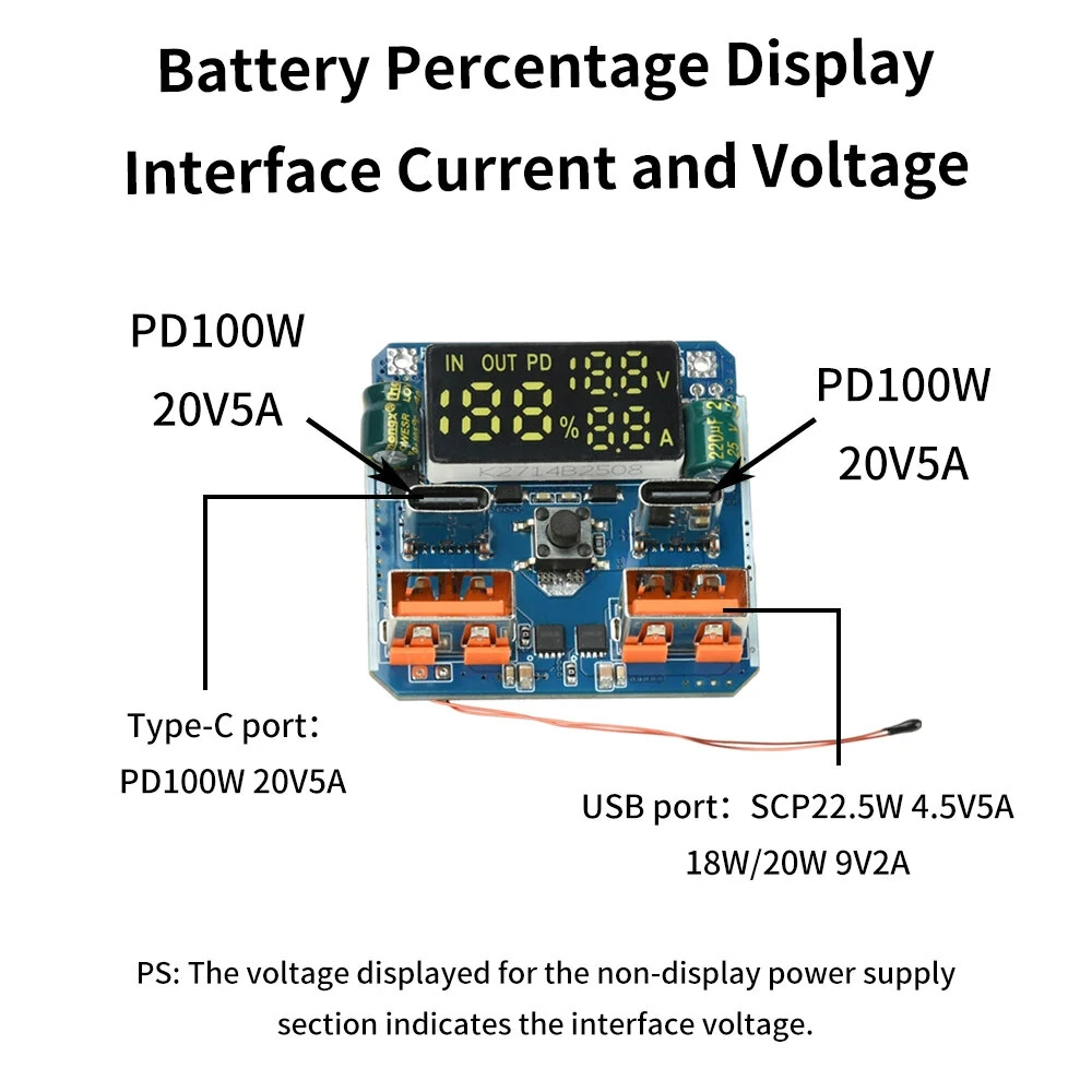 4S PD 100W 20V 5A Bidirectional Lithium Battery High Power Output Fast Charging Module Charge/Discharge Integrated Buck-Boost Module — view 6