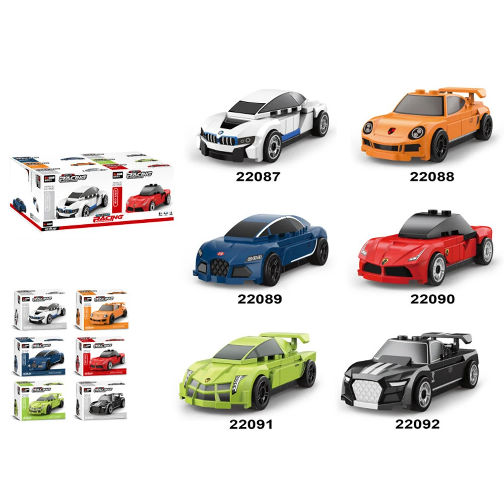4Set / 6Set Mini Pullback Car Construction Racing Car Model Building Block Assembly Kit Vehicle Toy Children Gift — view 7