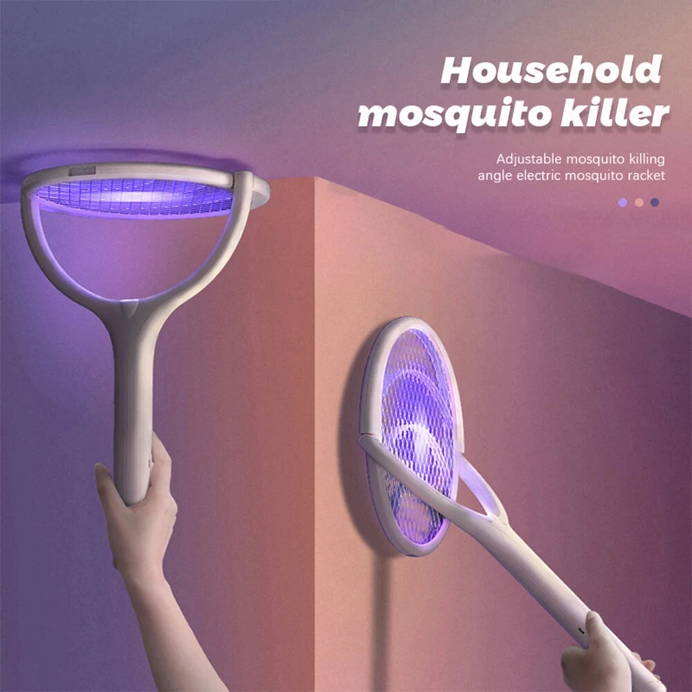 5-in-1 Multifunctional 3500V Mosquito Killer Lamp with Adjustable Angle Bug Zapper Portable Rechargeable Electric Fly Swatter with USB Charging and Quick Charge Feature — view 2
