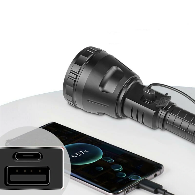 5 Model 3000LM Large Light Cup Fixed Focus Strong Light Flashlight With Output Electronic Display Outdoor Flashlight — view 7