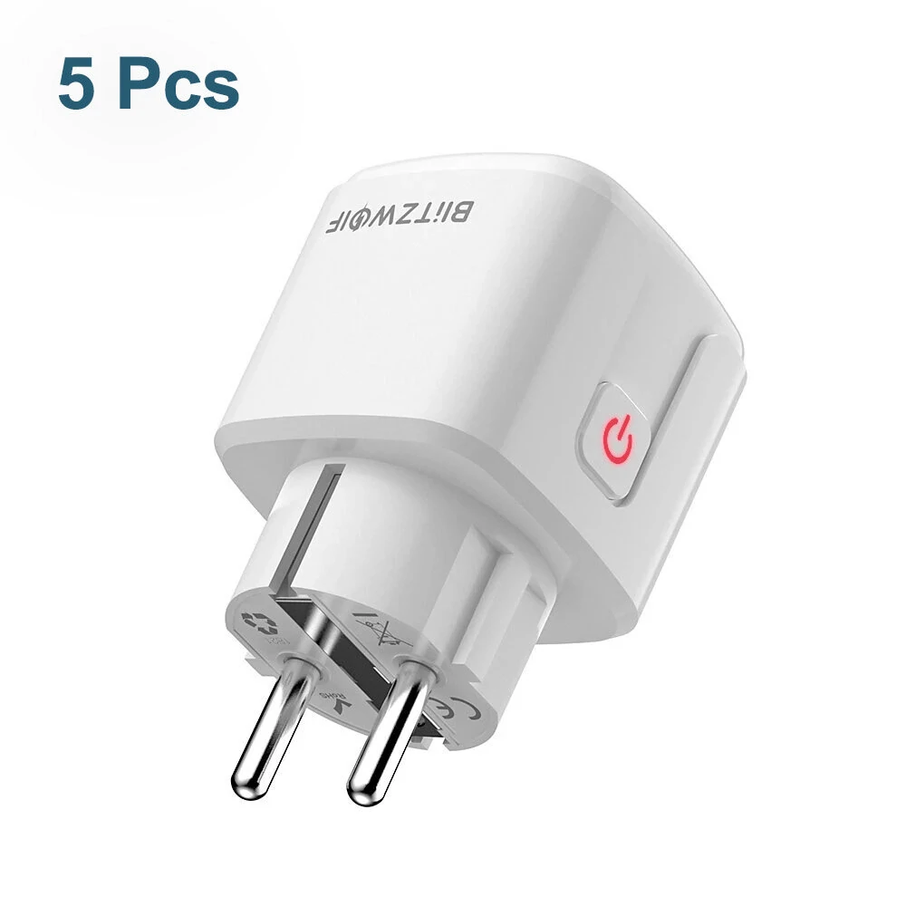 [5 Pcs] BlitzWolf® BW-SHP15 Zigbee 3.0 16A 3680W Smart Plug Wireless Power Socket Outlet EU Plug APP Remote Control / Voice Control / Multiple Timer Modes Compatible With Amazon Alexa / Google Assistant