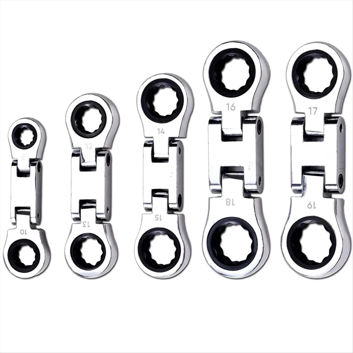 5-Piece Flex-Head Stubby Ratcheting Combination Wrench Set Mini Wrench Set Double Box End Flex-Head Mini Spanner Set — Pricio
