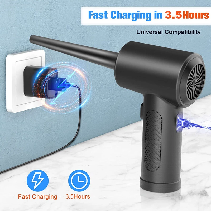 50000 RPM Cordless Portable Compressed Air Duster Rechargeable Wireless Electric Air Keyboard Electronics Cleaner Dust Blower with 3-Speed LED Light — view 3