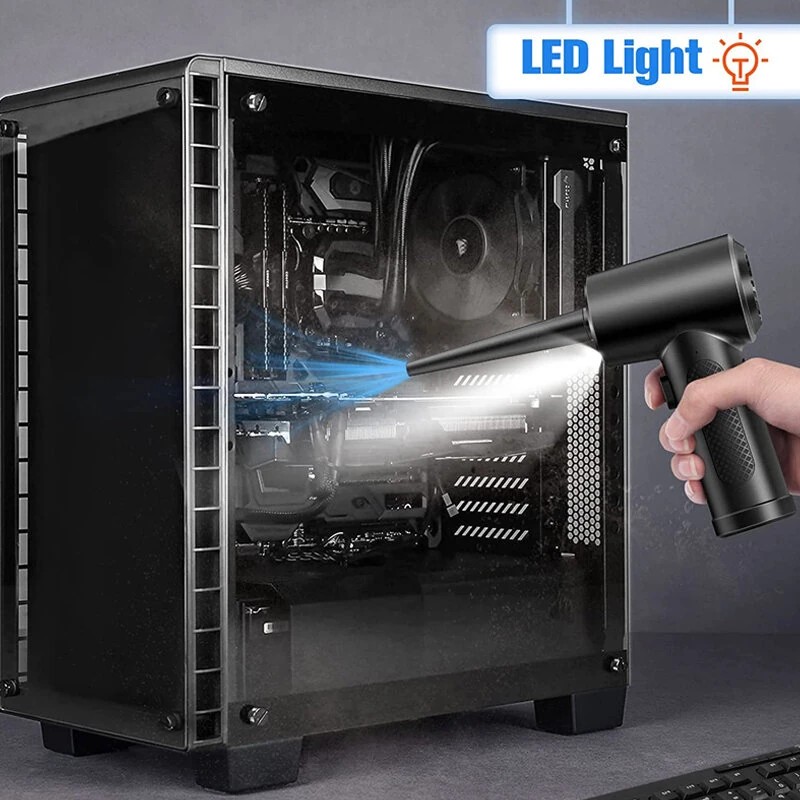 50000 RPM Cordless Portable Compressed Air Duster Rechargeable Wireless Electric Air Keyboard Electronics Cleaner Dust Blower with 3-Speed LED Light — view 4