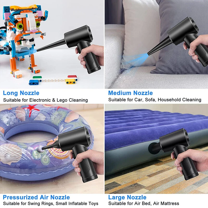 50000 RPM Cordless Portable Compressed Air Duster Rechargeable Wireless Electric Air Keyboard Electronics Cleaner Dust Blower with 3-Speed LED Light — view 7
