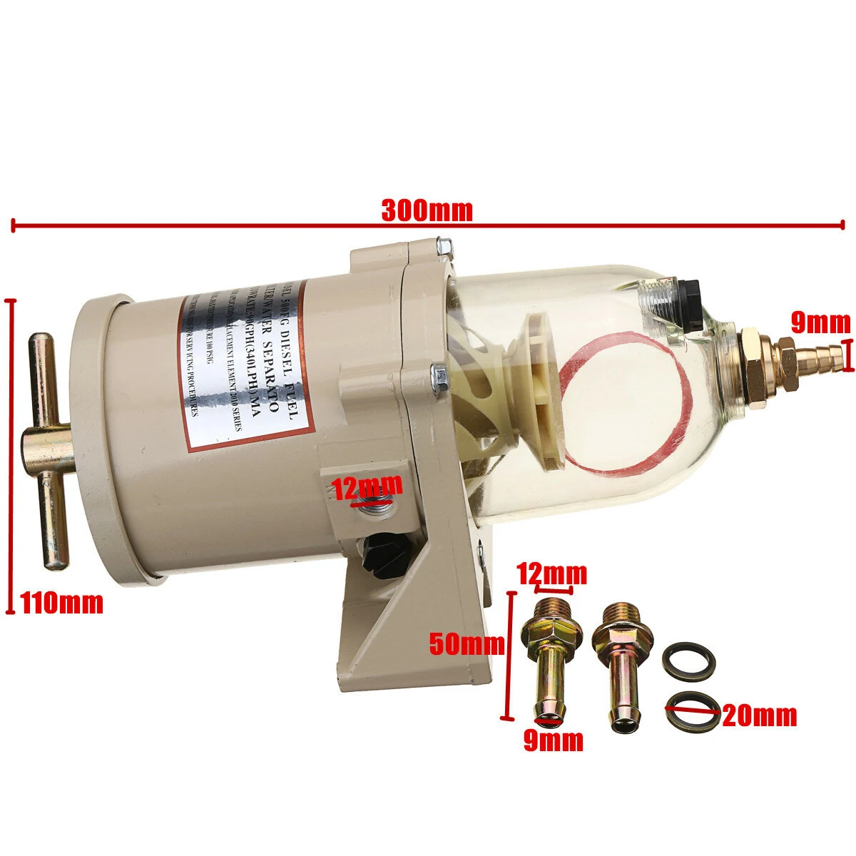 500FG 500FH Diesel Fuel Filter Oil/Water Separator Marine Boat Trucks 90GPH — view 9