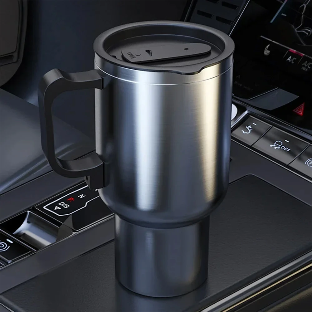 500ML 12V Car Heating Cup Insulated Water Cup Travel Mug Bottle Car Electric Kettle Car Heating Cup Stainless Steel Thermos Heating Water Bottle Car Kettle Thermos Water Tea Milk — view 2
