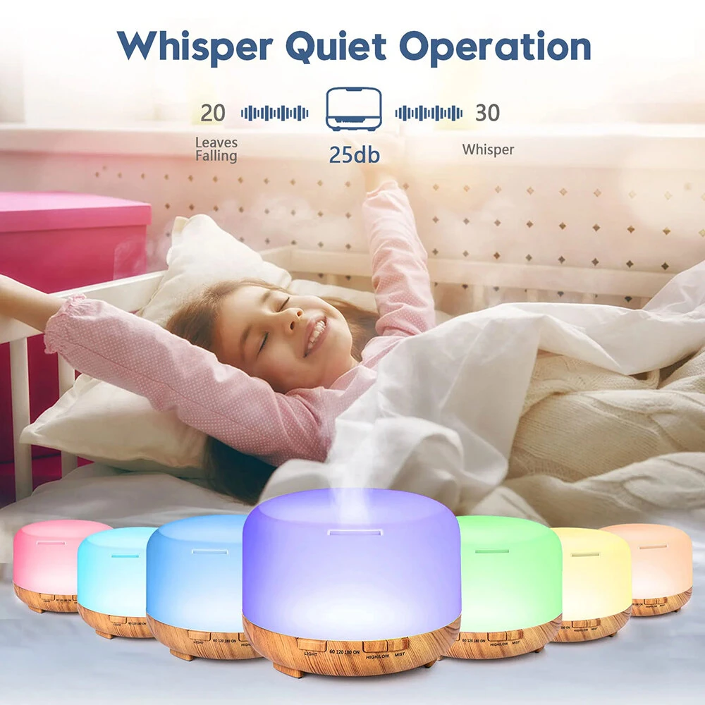 500ML Aromatherapy Diffuser Wood Grain Essential Oil Aromatherapy Humidifier with Remote Control for Home Office — view 4