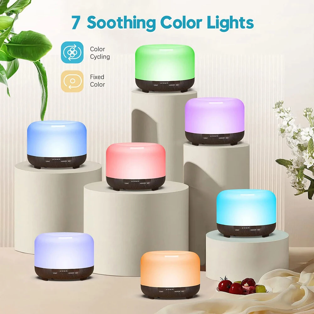 500ML Aromatherapy Diffuser Wood Grain Essential Oil Aromatherapy Humidifier with Remote Control for Home Office — view 7