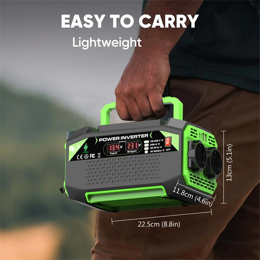 500W Inverter DC 12V to AC 220V with EU Socket Dual LCD Display Fast Charging for Outdoor Camping Car Home Use  Portable Power Supply — view 10