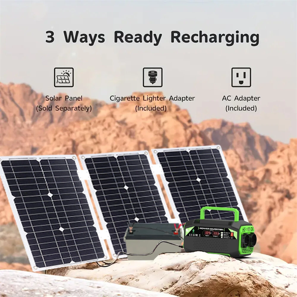 500W Inverter DC 12V to AC 220V with EU Socket Dual LCD Display Fast Charging for Outdoor Camping Car Home Use  Portable Power Supply — view 5