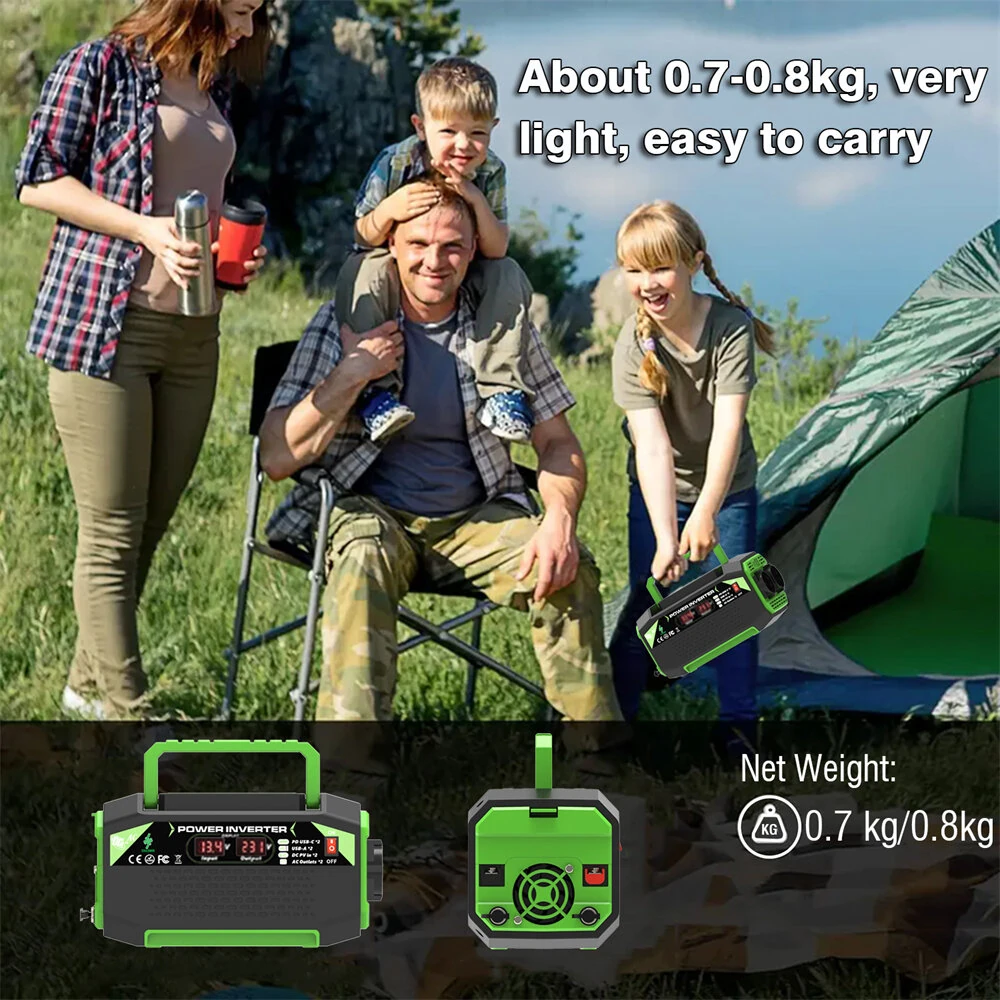 500W Inverter DC 12V to AC 220V with EU Socket Dual LCD Display Fast Charging for Outdoor Camping Car Home Use  Portable Power Supply — view 6