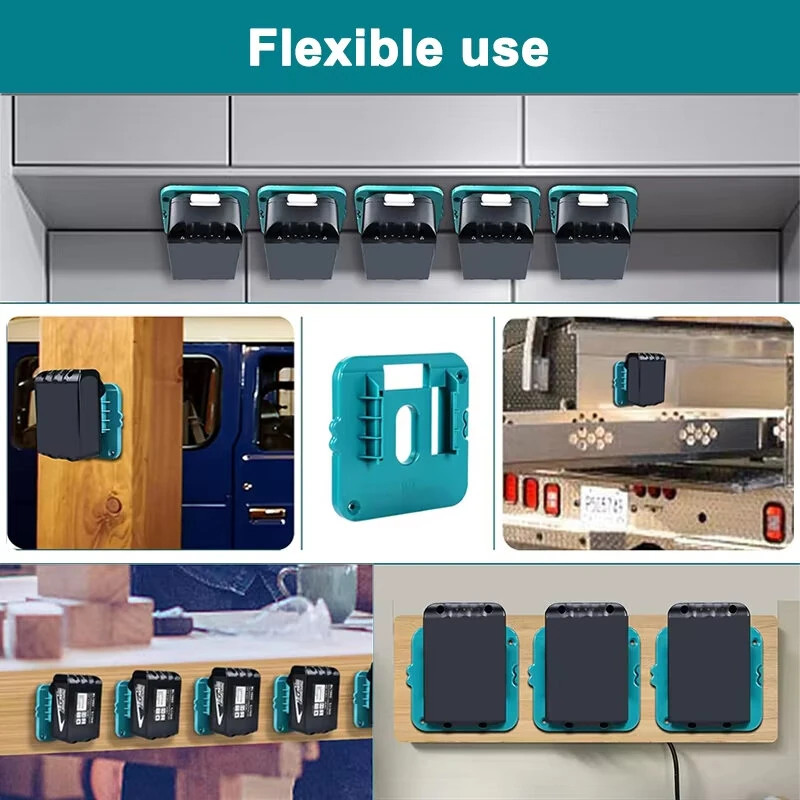 5/10 Pack Battery Storage Rack for 14.4V 18V Li-ion Battery Tools Machine Holder Storage Rack Wall Mount Bracket Fixing — view 6