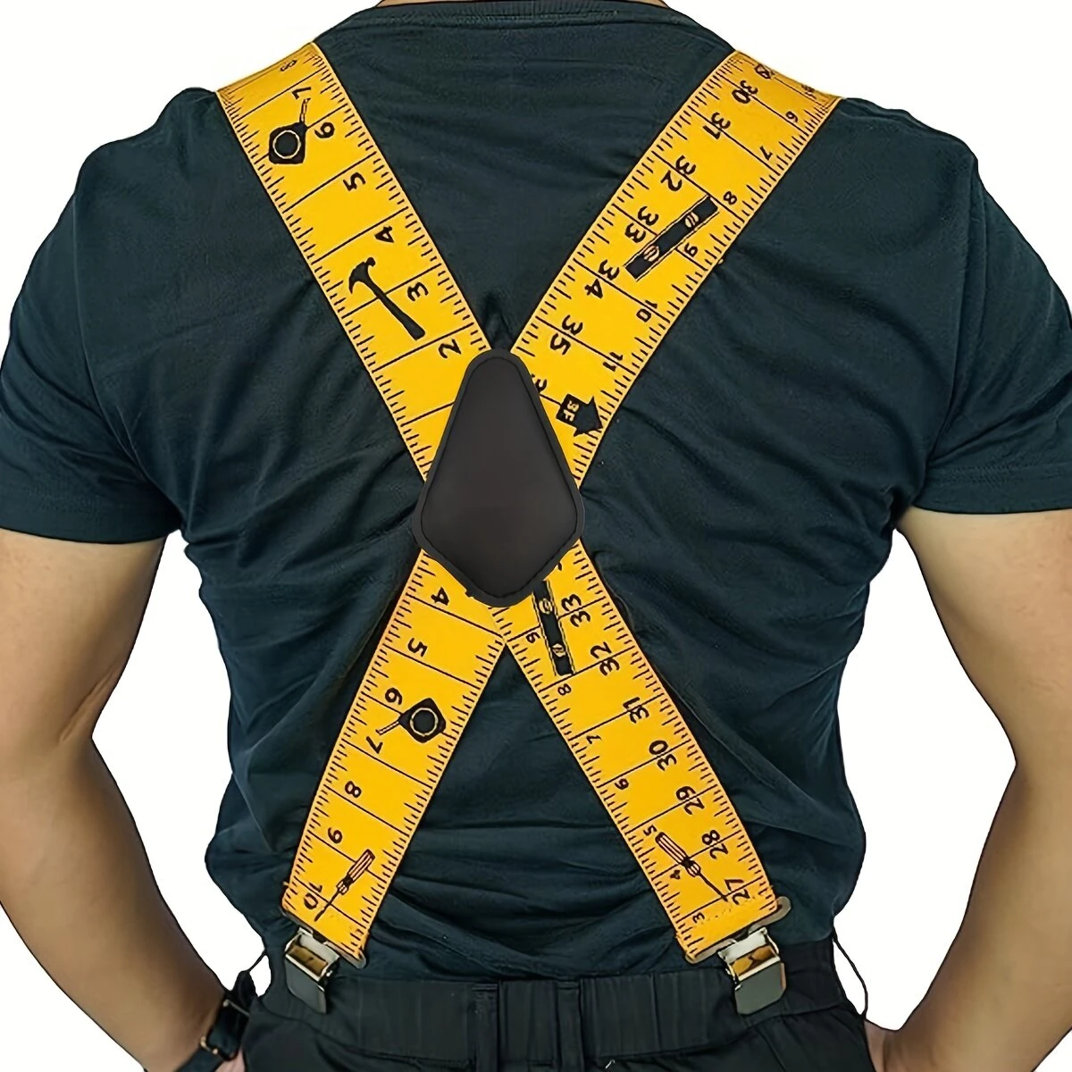 5cm Elastic Ruler Men's Suspender 4 Clips X-shaped Adjustable Casual Trousers Strap for Work Construction Tailoring — view 10