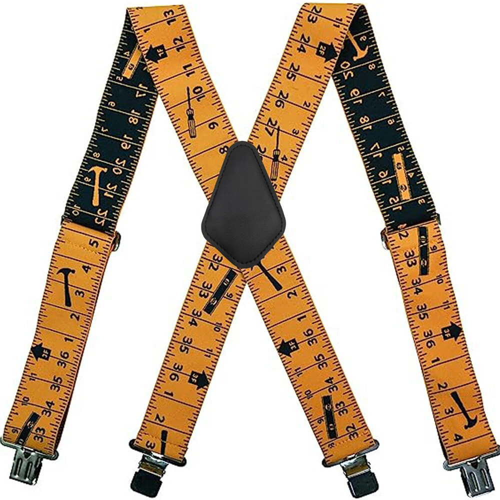 5cm Elastic Ruler Men's Suspender 4 Clips X-shaped Adjustable Casual Trousers Strap for Work Construction Tailoring — view 2