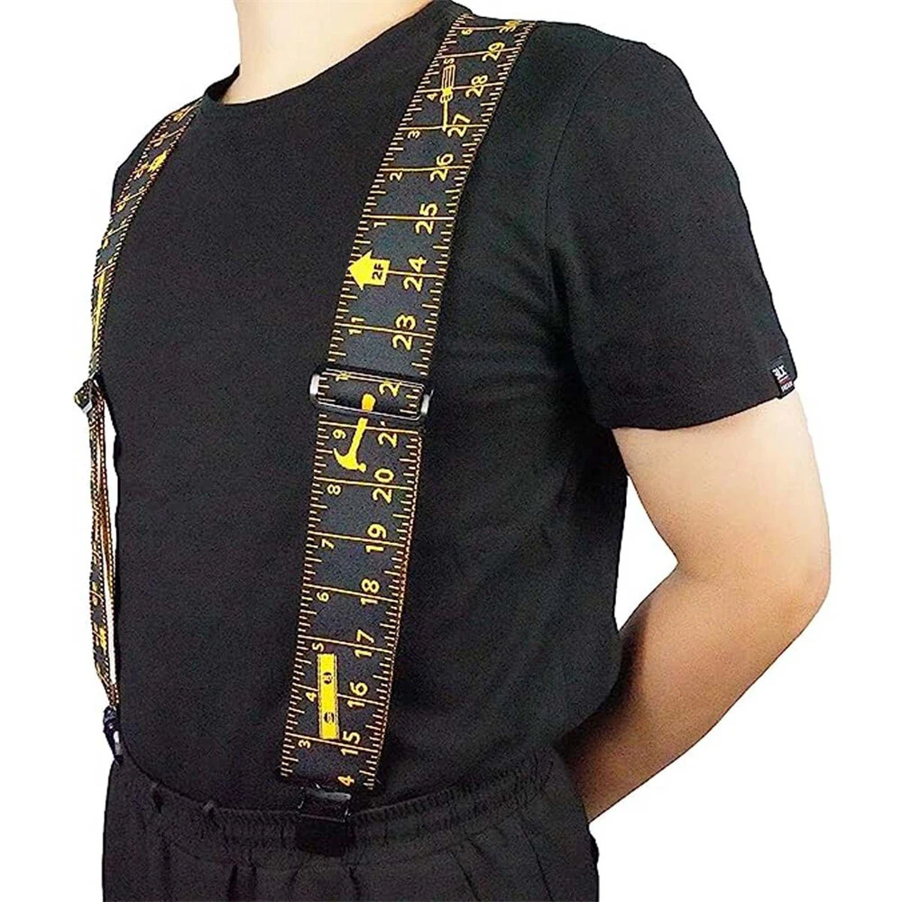 5cm Elastic Ruler Men's Suspender 4 Clips X-shaped Adjustable Casual Trousers Strap for Work Construction Tailoring — view 5