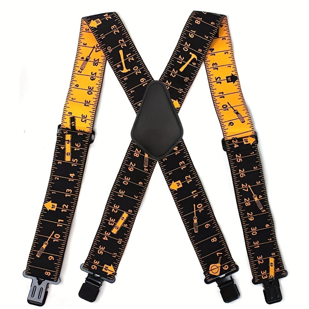 5cm Elastic Ruler Men's Suspender 4 Clips X-shaped Adjustable Casual Trousers Strap for Work Construction Tailoring — view 7