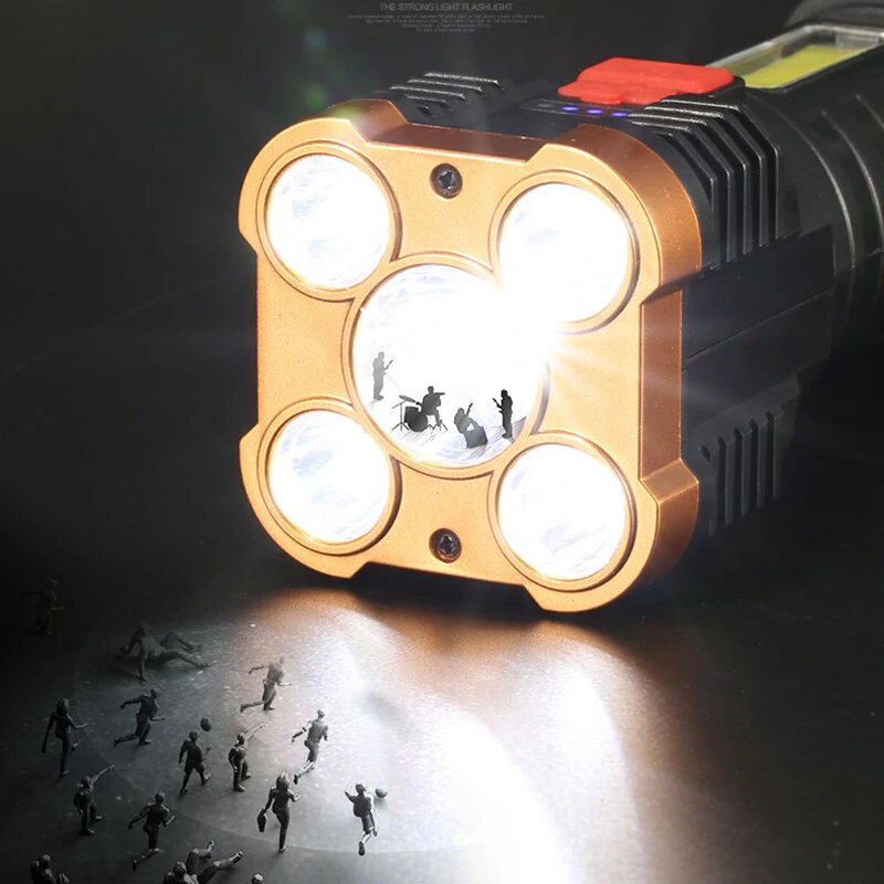 5LED Portable Flashlight Rechargeable Torch COB Side Light 4 Lighting Modes Camping Adventure Spotlight With Power Display — view 7