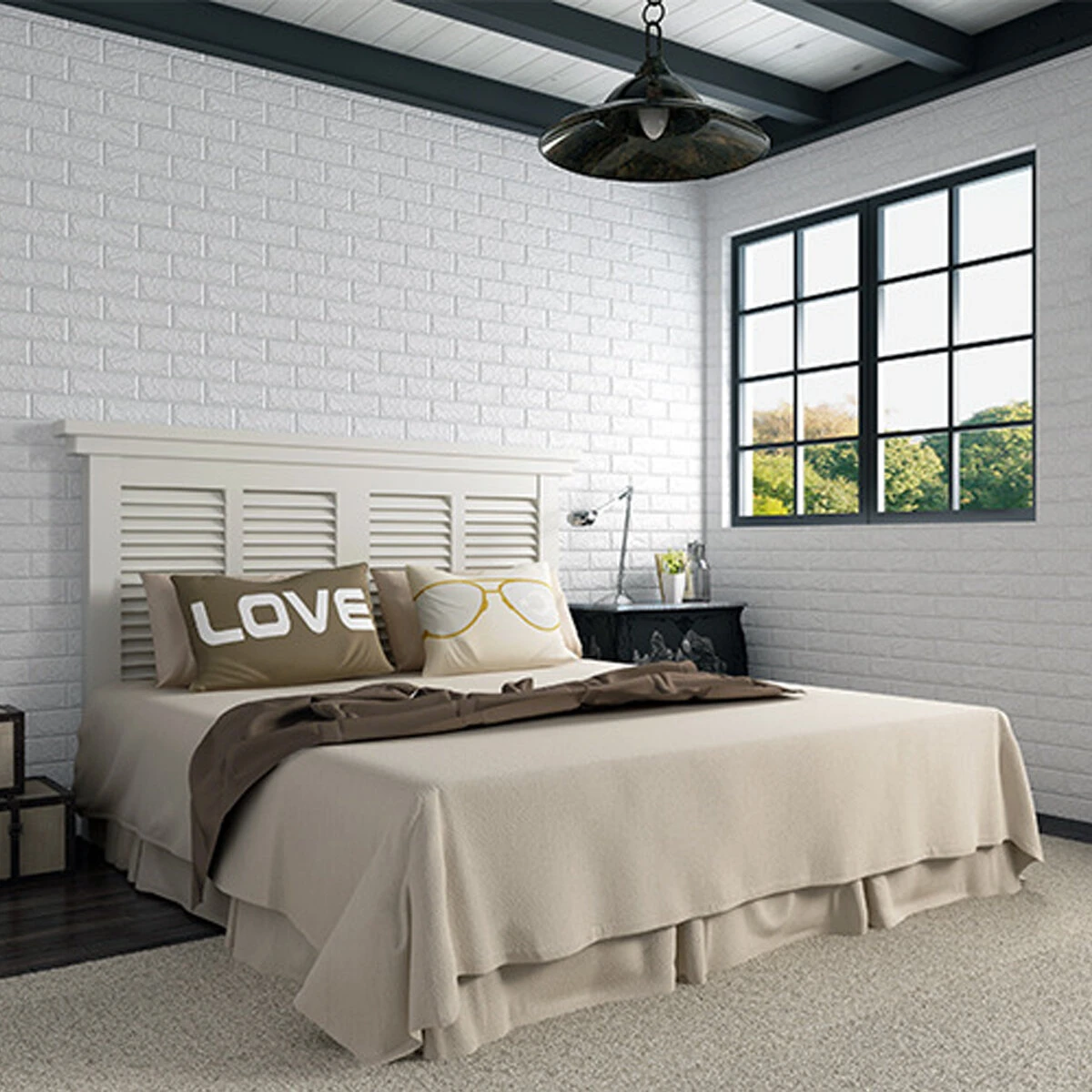 5Pcs 3D Soft Tile Brick Wall Sticker Self-adhesive Waterproof Foam Panel 38*35cm — view 4
