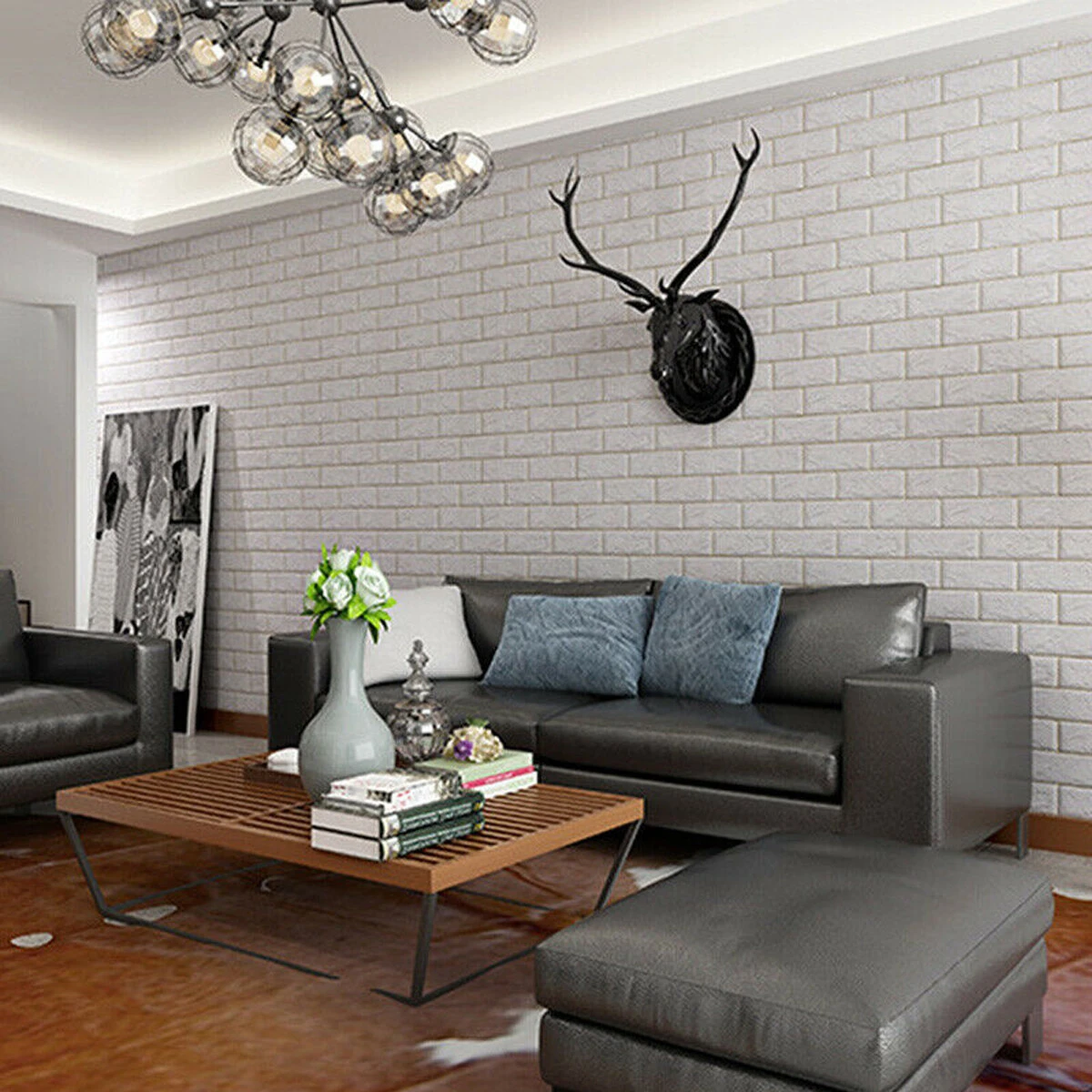 5Pcs 3D Soft Tile Brick Wall Sticker Self-adhesive Waterproof Foam Panel 38*35cm — view 5
