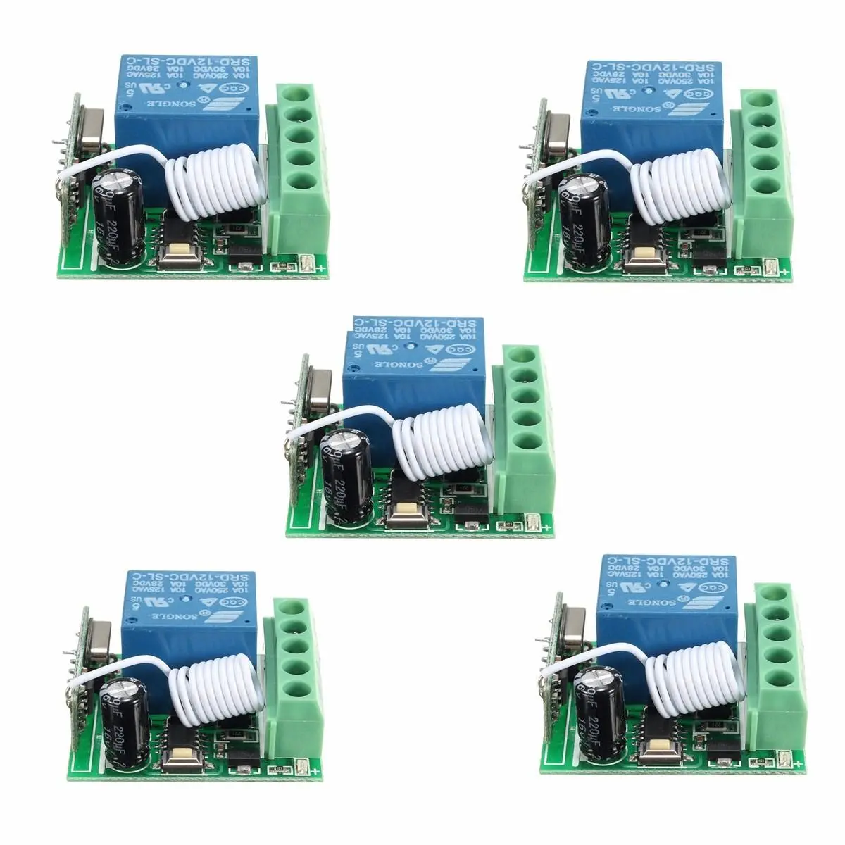 5Pcs DC12V 10A 1CH 433MHz Wireless Relay RF Remote Control Switch Receiver — view 2