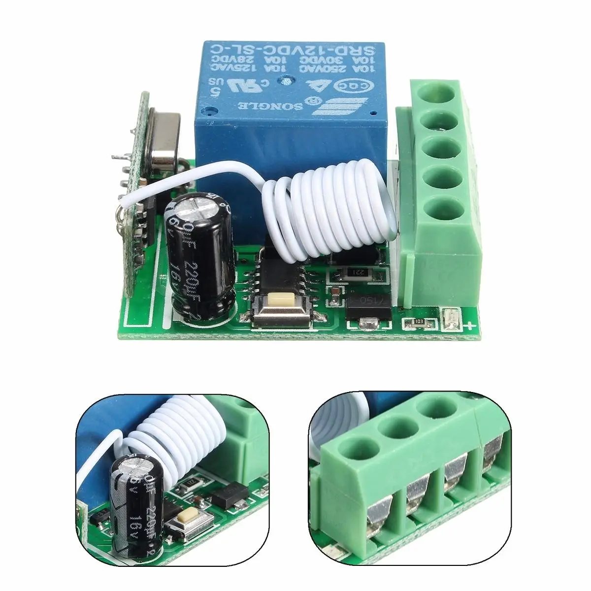 5Pcs DC12V 10A 1CH 433MHz Wireless Relay RF Remote Control Switch Receiver — view 3
